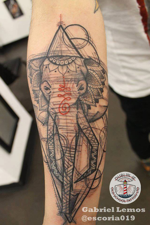 geometrical elephant tattoo